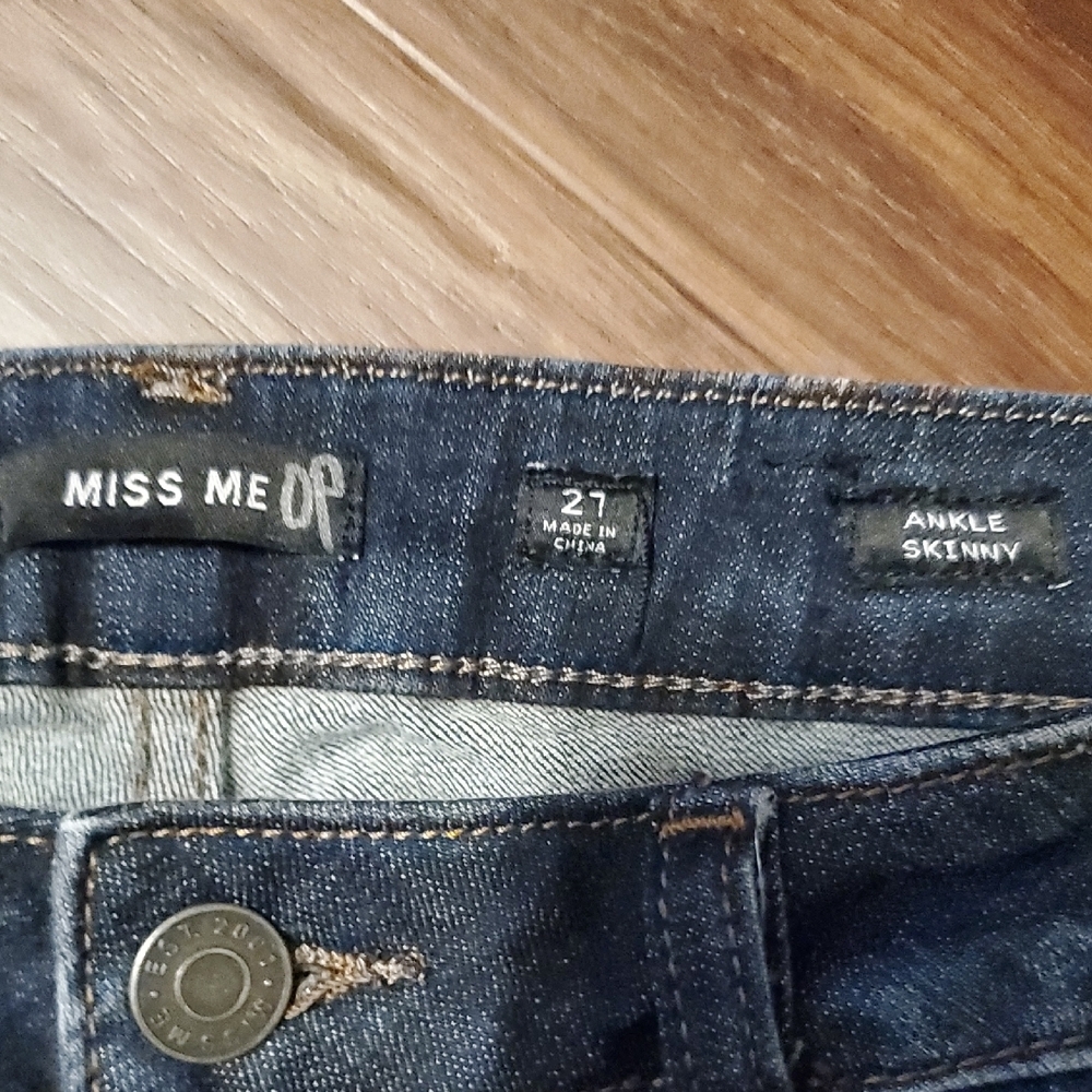 Miss Me Dark Blue Embellished Ankle Jeans - Picture 2 of 7